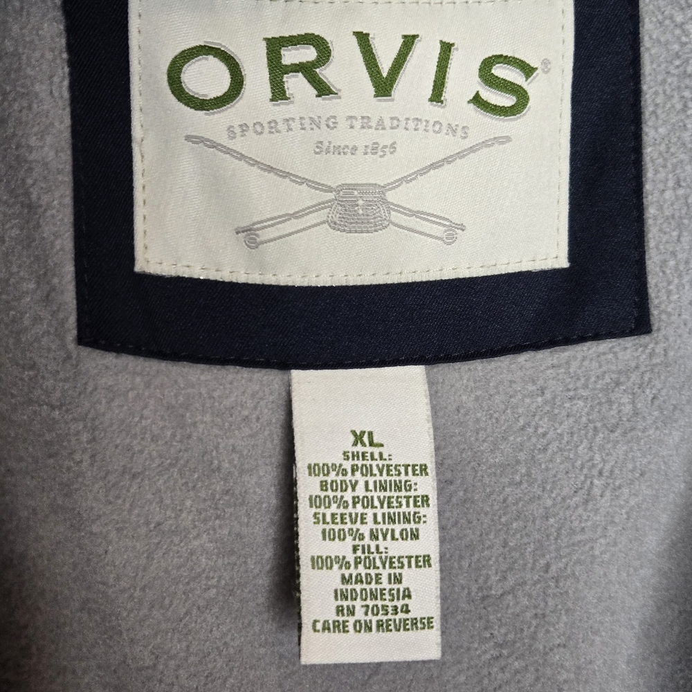 Orvis Cascade Bone‎ Dry Fleece Lined Bomber Jacket Outdoor Navy Blue Men’s XL - Picture 4 of 7